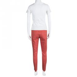 Tory Burch Jasper Red Washed Denim Skinny Ankle Grazer Jeans M