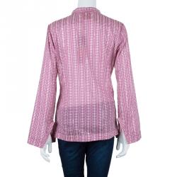 Tory Burch Stephanie Mandarin Collar Printed Tunic Top M