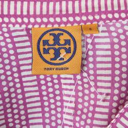 Tory Burch Stephanie Mandarin Collar Printed Tunic Top M