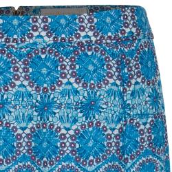 Pre Owned Tory Burch Blue Mosaic Printed Maxi Skirt M