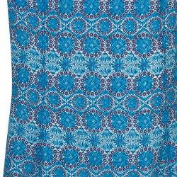 Pre Owned Tory Burch Blue Mosaic Printed Maxi Skirt M