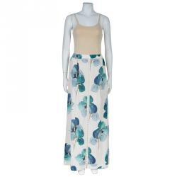 Pre Owned Tory Burch Kendra White Floral Printed Maxi Skirt M