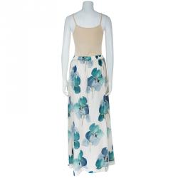 Pre Owned Tory Burch Kendra White Floral Printed Maxi Skirt M