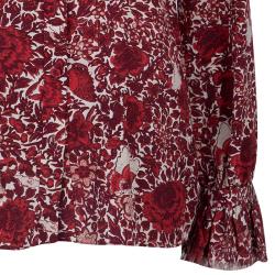 Pre Owned Tory Burch Cora Red Floral Print Shirt S