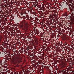 Pre Owned Tory Burch Cora Red Floral Print Shirt S