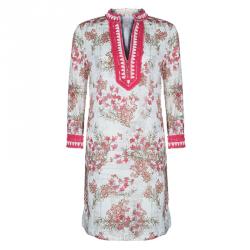 Pre Owned Tory Burch White Floral Print Tunic Dress M