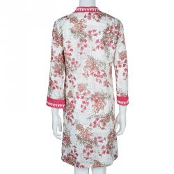 Pre Owned Tory Burch White Floral Print Tunic Dress M