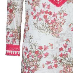 Pre Owned Tory Burch White Floral Print Tunic Dress M