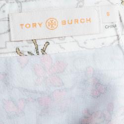 Pre Owned Tory Burch White Floral Print Tunic Dress M