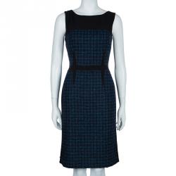 Pre Owned Tory Burch Sloane Blue and Green Tweed Dress S