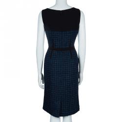 Pre Owned Tory Burch Sloane Blue and Green Tweed Dress S