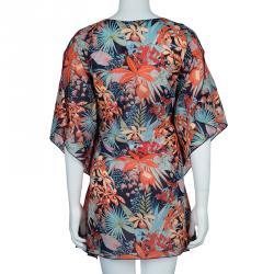 Tory Burch Calathea Multicolor Print Beach Dress Short Kaftan M/L