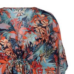 Tory Burch Calathea Multicolor Print Beach Dress Short Kaftan M/L