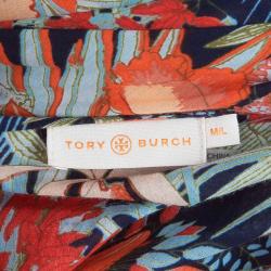 Tory Burch Calathea Multicolor Print Beach Dress Short Kaftan M/L