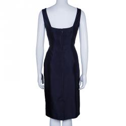 Pre Owned Tory Burch Lily Navy Blue Embroidered Dress M