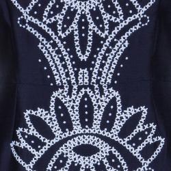 Pre Owned Tory Burch Lily Navy Blue Embroidered Dress M