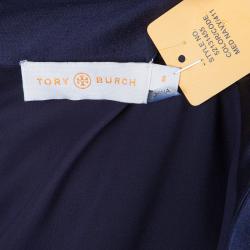 Pre Owned Tory Burch Lily Navy Blue Embroidered Dress M