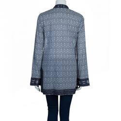 Pre Owned Tory Burch Blue Carinthia Tunic Top L