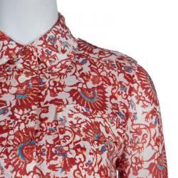 Pre Owned Tory Burch Red Brigitte Printed Shirt Dress S