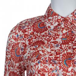 Pre Owned Tory Burch Red Brigitte Printed Shirt Dress S