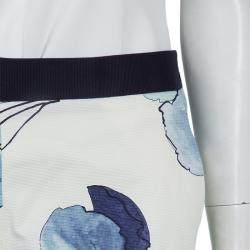 Pre Owned Tory Burch White Floral Print Wide Leg Eliza Pants S