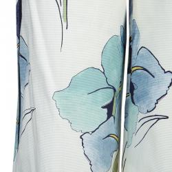 Pre Owned Tory Burch White Floral Print Wide Leg Eliza Pants S