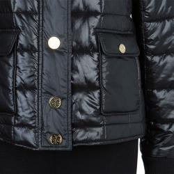 Pre Owned Tory Burch Black Colin Quilted Bomber Jacket M