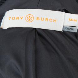 Pre Owned Tory Burch Black Colin Quilted Bomber Jacket M