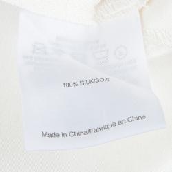 مملوكة مسبقًا Tory Burch Cream Raw Silk Embellished Long Sleeve Tunic Blouse L