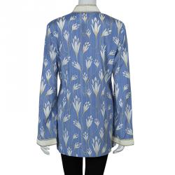 Pre Owned Tory Burch Blue Floral Print Sabrina Tunic L