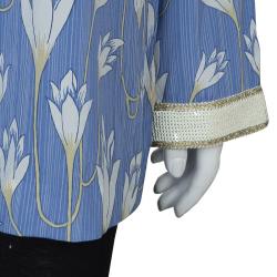 Pre Owned Tory Burch Blue Floral Print Sabrina Tunic L