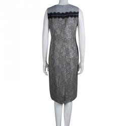 Tory Burch Grey Lurex Jacquard Sleeveless Jane Dress M