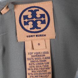 Tory Burch Grey Lurex Jacquard Sleeveless Jane Dress M