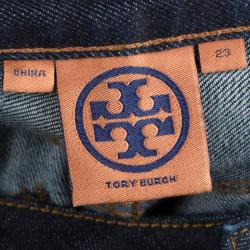 Tory Burch Indigo Dark Wash Denim High Waist Flared Jeans XS
