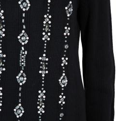 Pre Owned Tory Burch Black Crystal Embellished Etta Sweater  L