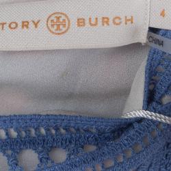 Pre Owned Tory Burch Multicolor Crochet Lace Cross Back Evie Top S