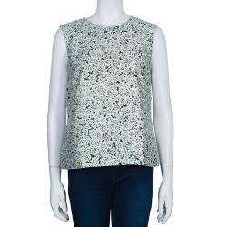Pre Owned Tory Burch Green Print Sleeveless Top L