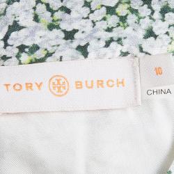 Pre Owned Tory Burch Green Print Sleeveless Top L