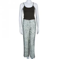 Pre Owned Tory Burch Green Print Trousers L