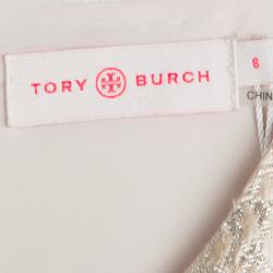 Tory Burch Metallic Embossed Jacquard Layered Short Sleeve Brielle Dress M