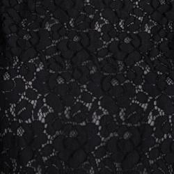 Pre Owned Tory Burch BLack Floral Lace Insert Cap Sleeve Mariana Sheath Dress L