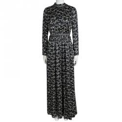 Pre Owned Tory Burch Floral Printed Silk Embellished Stephanie Gown S