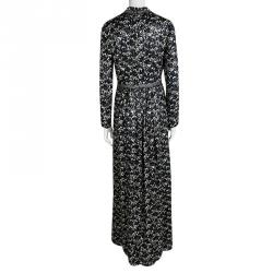 Pre Owned Tory Burch Floral Printed Silk Embellished Stephanie Gown S