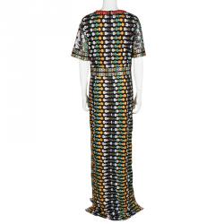 Tory Burch Multicolor Floral Embroidered Mesh Gown L