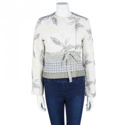 Pre Owned Tory Burch Multicolor Floral Embroidered Tie Detail Jacket M
