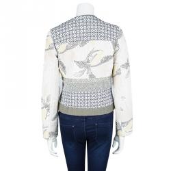 Pre Owned Tory Burch Multicolor Floral Embroidered Tie Detail Jacket M