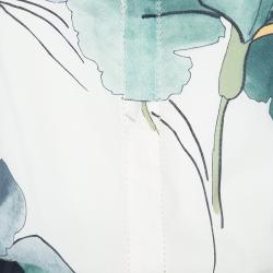 Tory Burch White Floral Printed Silk Long Sleeve Julia Dress M