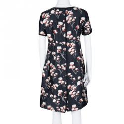 Pre Owned Tory Burch Navy Blue Floral Printed Silk V-Neck Kenzie Dress S
