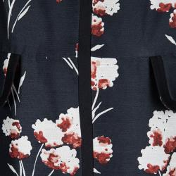 Pre Owned Tory Burch Navy Blue Floral Printed Silk V-Neck Kenzie Dress S