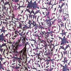 Tory Burch Purple Printed Silk Sleeveless Tiered Maxi Dress L